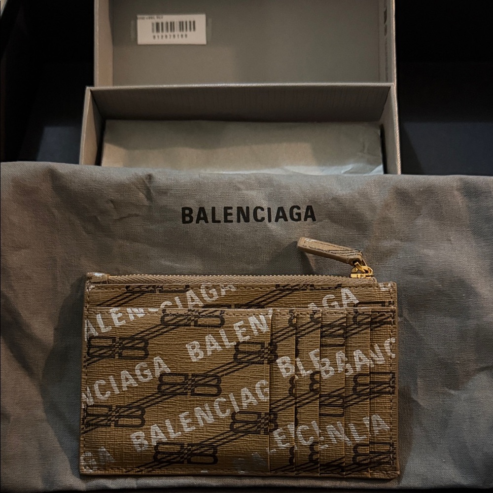 Balenciaga Tan Logo Card Holder